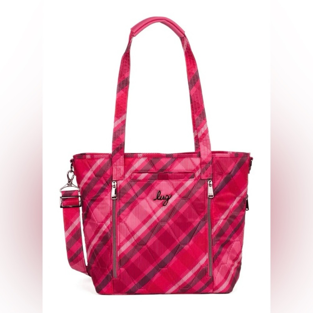Lug Rally Tote Bag in Berry Plaid